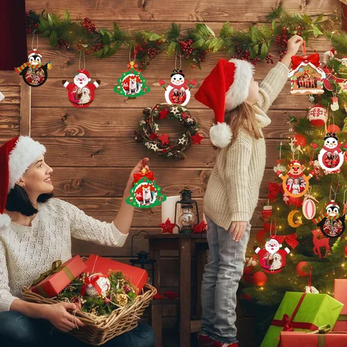 Vista 5 de NOVWANG Adornos de Fotos de Navidad, 30 Piezas de Marcos de Fotos Colgantes de Navidad con 30 Hojas de Pegatinas, Adornos de Fotos, Decoraciones