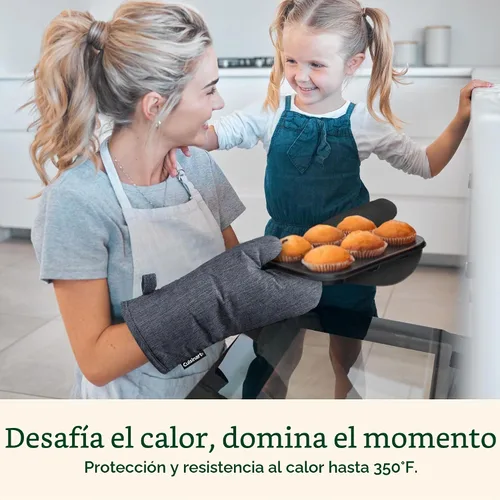 Vista 2 de Cuisinart Chambray - Guantes para horno de cocina, resistentes al calor Carbón