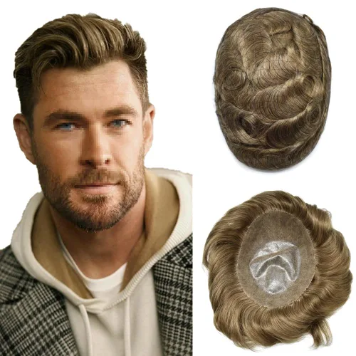 Vista 23 de Extensiones de pelo y tupés para hombre, sistema de cabello humano de poliéster completo para hombre, postizo de repuesto para hombre, protesis