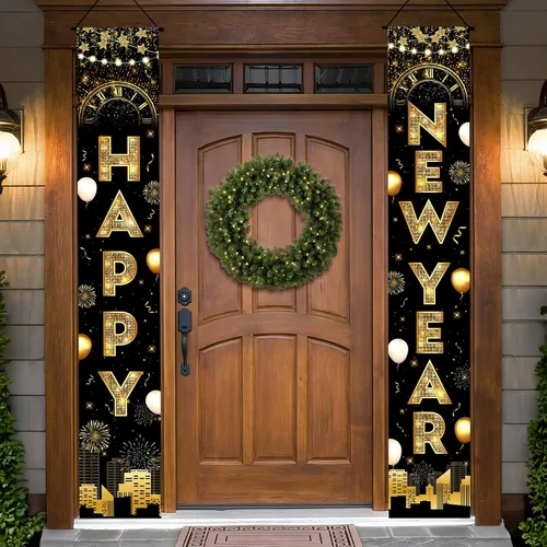 Vista 12 de KatchOn, Cartel extra grande de feliz año nuevo – 72 x 12 pulgadas Decoraciones de Año Nuevo 2026 Suministros de fiesta de Año Nuevo 2026