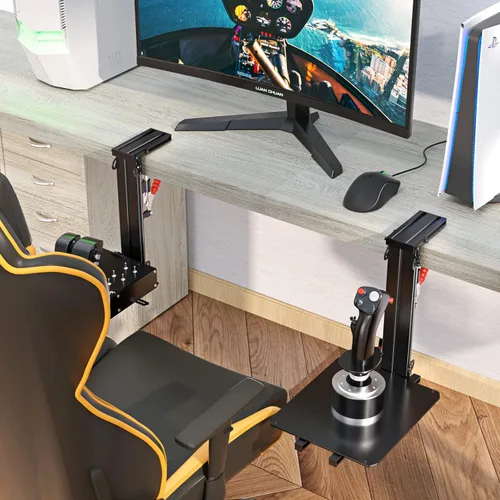 Vista 3 de FLAONUSGT Foldable Hotas Mount Desk Mount for Flight Joystick for Logitech X52X52 ProX56 Thrustmaster T16000M HOTAS Warthog T Flight One4TCAVKB