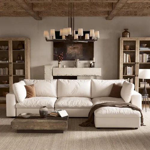 Vista 14 de Sofá modular Cloud de 110 pulgadas con funda lavable, sofá modular de asiento profundo para sala de estar, sofá modular de gran tamaño con almohada