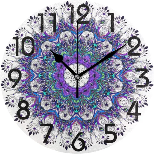 Vista 27 de Spring Hummingbird - Reloj de pared redondo con estampado de flores, 9.5 pulgadas, funciona con pilas, reloj de escritorio analógico silencioso
