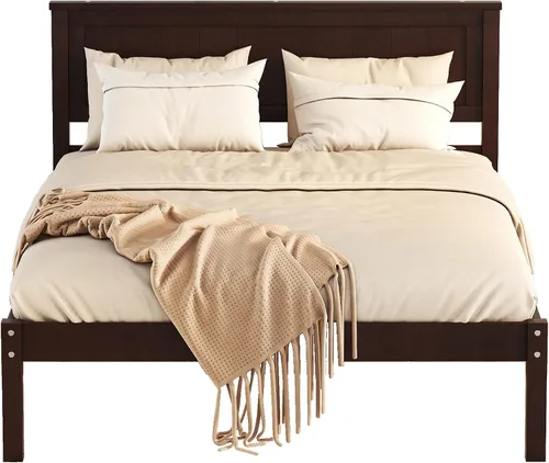 Vista 12 de Harper & Bright Designs Base de cama de madera de tamaño individual con cabecero y estribo, no necesita somier, espresso