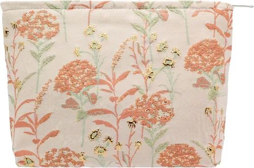 Vista 40 de Pazimiik Bolsa de maquillaje floral, grande, de algodón, con cremallera para bolsa de viaje, organizador de maquillaje de lona para mujeres