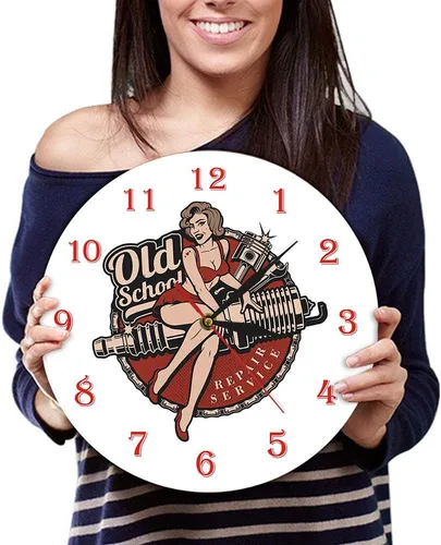 Vista 3 de The Geeky Days Garaje personalizado retro de la vieja escuela servicio de reparación de automóviles reloj de pared mecánico hombre cueva reloj