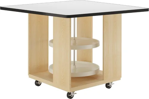 Vista 12 de Diversified Spaces Intermix - Estación de trabajo escolar de colaboración móvil, 48 x 48 x 30 pulgadas abierta con 2 tocadiscos Lazy Susan, parte