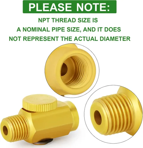 Vista 3 de TAISHER 2 piezas de latón compresor de aire accesorios herramienta de control, válvula reguladora de flujo de aire en línea 1/4 "NPT macho x 1/4
