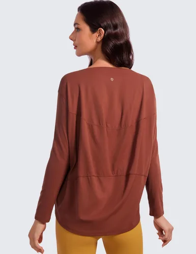 Vista 2 de CRZ YOGA Butterluxe-Light - Camisetas de entrenamiento de manga larga para mujer, ajuste holgado, atléticas, camisas de yoga, casual, relajadas
