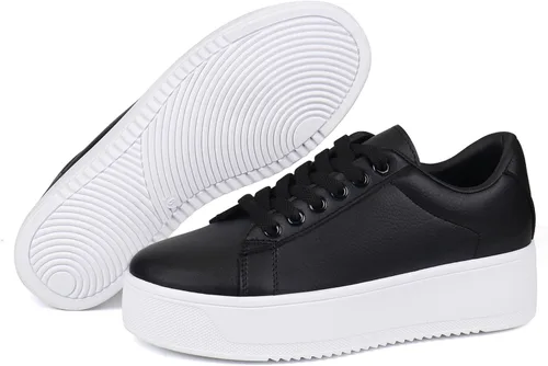 Vista 5 de JABASIC Zapatos deportivos de moda para mujer, con cordones, elegantes y cómodos para caminar