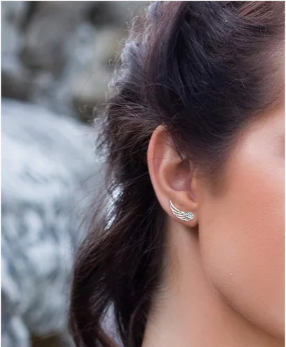 Vista 4 de SOFIA MILANI - Pendientes de plata 925 para mujer, con circonitas - Alas de ángel para escalar las orejas - 20794, Plata de ley