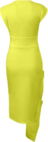 Vista 4 de Vestido de mujer sin mangas con cremallera lateral y abertura irregular, vestido midi para fiesta de negocios, club nocturno