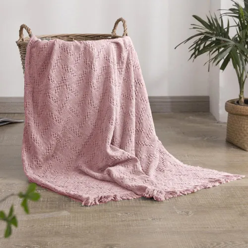 Vista 13 de Simple&Opulence Manta 100% algodón para cama, sofá, manta tejida geométrica de lujo bohemia con borlas, suave, ligera, acogedora, transpirable