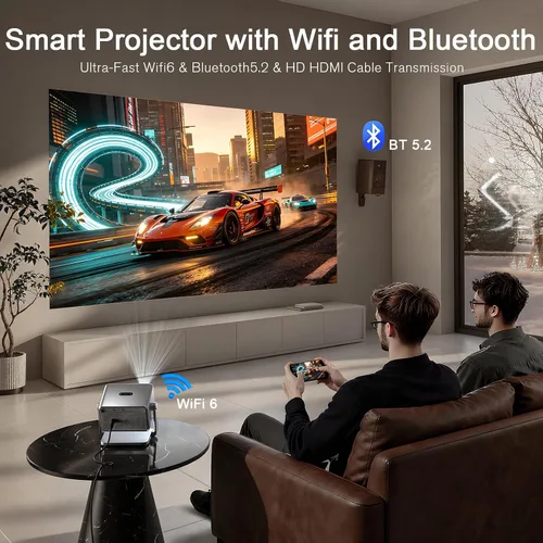Vista 7 de Voplls Proyector ANSI 4K 4700 con audio Dolby de 60 W y enfoque automático Actualizar gris