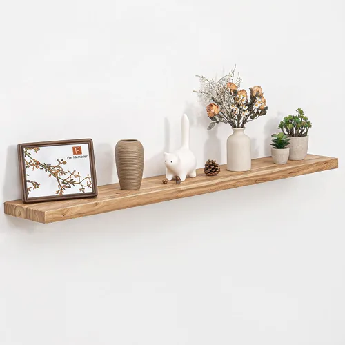 Vista 30 de Estantes flotantes para decoración de pared, estantes rústicos de madera recuperada de 24 x 8 pulgadas, estantes de montaje en pared resistentes