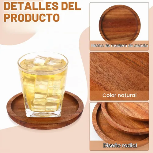 Vista 3 de Gejoy - Juego de 20 posavasos de madera de acacia para bebidas de 5