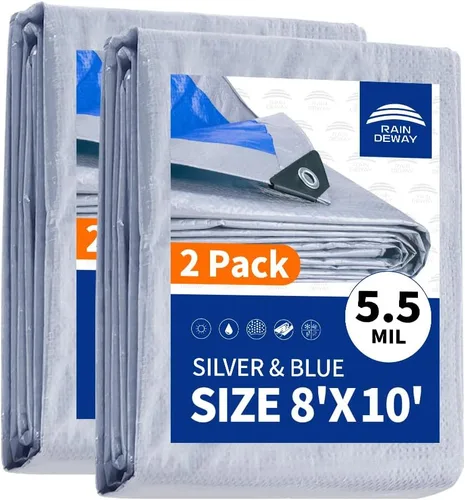 Vista 25 de RAINDEWAY Tarps - Lona impermeable de color azul de 4 x 16 pies de grosor, resistente a desgarros, multiusos, para techo, campamento, automóvil