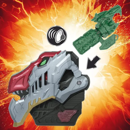 Vista 5 de Power Rangers Dino Fury - Martillo Ankylo rosa y garra de tigre verde, juguetes Zord para niños de 4 años en adelante Zord Link Sistema