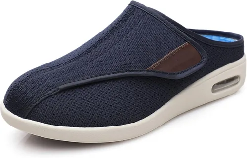 Vista 9 de bumuam Zapatos para diabéticos para hombre, zapatos anchos ajustables, ligeros, antideslizantes, ortopédicos, para caminar, artritis, pies Beige