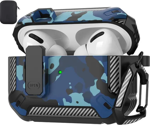 Vista 46 de Maxjoy Funda para AirPods Pro 3 2025, MagSafe compatible con bloqueo automático, funda protectora a prueba de golpes con soporte para teléfono