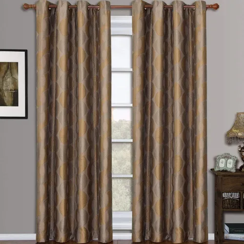 Vista 5 de Royal Hotel Bedding Savanna - Paneles de cortina jacquard con ojales color chocolate, par / juego de 2 paneles, 52 x 63 pulgadas cada uno
