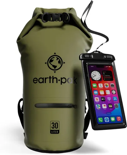 Vista 30 de Earth Pak Bolsa seca impermeable con bolsillo con cremallera, mochila impermeable para mantener el equipo seco