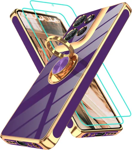 Vista 119 de Funda para Motorola Moto G 5G 2024: Funda Moto G Play 5G 2024 con 2 piezas de protectores de pantalla, soporte de anillo de rotación de 360°