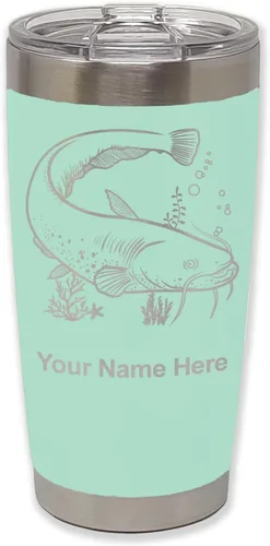 Vista 12 de LaserGram Vaso aislado al vacío de 20 onzas, bagre, grabado personalizado incluido (negro)