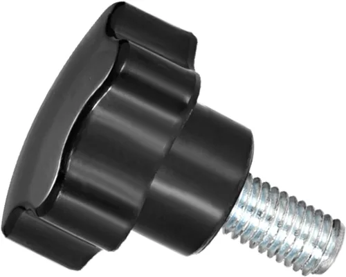 Vista 9 de Perillas de sujeción de estrella, rosca macho M5 x 0.984 in, cabeza de 0.945 in, mango de tornillo de pulgar de plástico, perno roscado, color negro