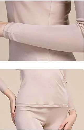 Vista 4 de Grenasasilk Womens Silk Long Underwear Silk Thermal Underwear Sets for Women Mulberry Silk Long Johns