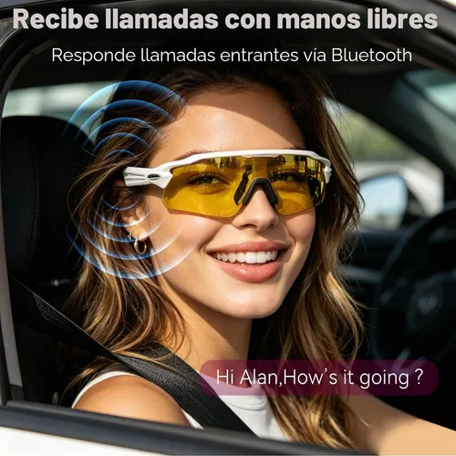 Vista 4 de Gafas de sol inteligentes con audio Bluetooth Música y llamadas manos libresAsistente de voz AI, altavoces de oído abierto, gafas de sol