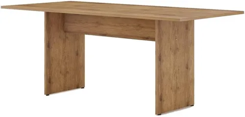 Vista 15 de Manhattan Comfort Nomad - Juego de comedor de 3 piezas para 6 personas con mesa de cocina moderna y 2 bancos, muebles de granja con acabado de grano