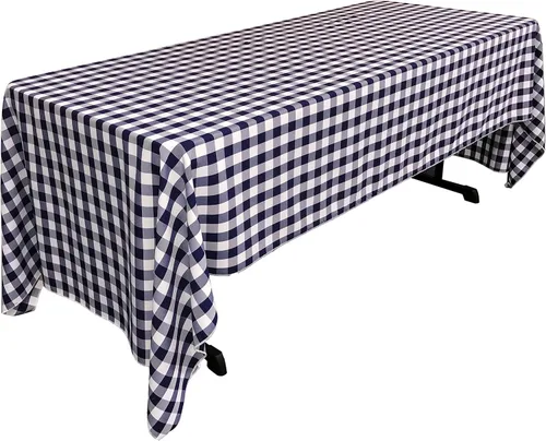 Vista 10 de LA Linen Mantel rectangular de poliéster Gingham a cuadros 60 por 84 pulgadas, blanco y verde oscuro