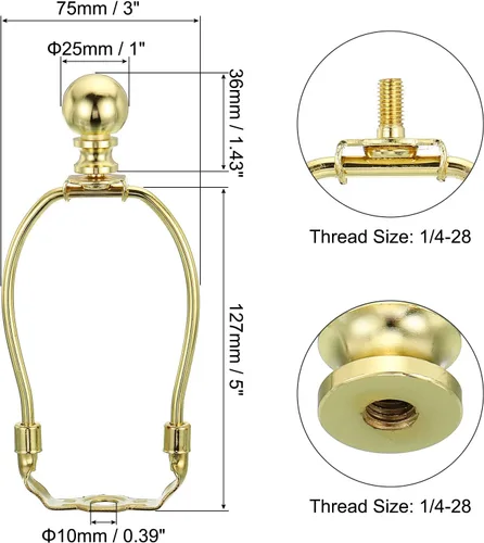 Vista 2 de PATIKIL Kit de arpa de lámpara de 5 pulgadas con remate, 1 juego de soporte dorado