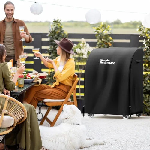 Vista 7 de Simple Houseware Cubierta para Parrilla de Gas BBQ de Servicio Pesado de 32 pulgadas, Poliéster 600D Impermeable, Resistente a la Intemperie