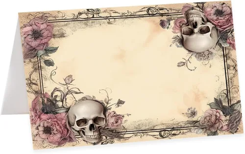Vista 41 de Andaz Press Tarjetas de lugar con nombre de Halloween para colocar la mesa, etiquetas de alimentos en blanco para tarjetas de bufé de fiesta