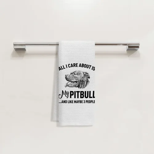 Vista 2 de Voatok All I Care About is My Pitbull - Paños de cocina divertidos, paños de cocina para cachorros, toallas de mano para baño y cocina, regalos
