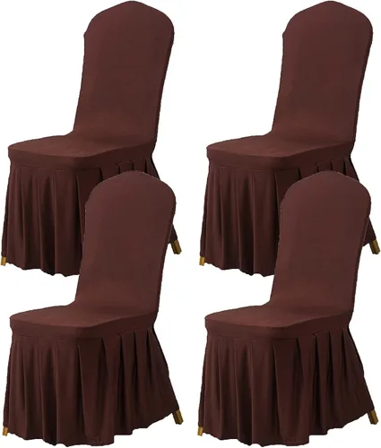 Vista 29 de Dimatic Juego de 2 fundas elásticas para sillas de comedor, fundas Parsons con falda, de elastano súper ajuste, funda protectora de asiento para Azul