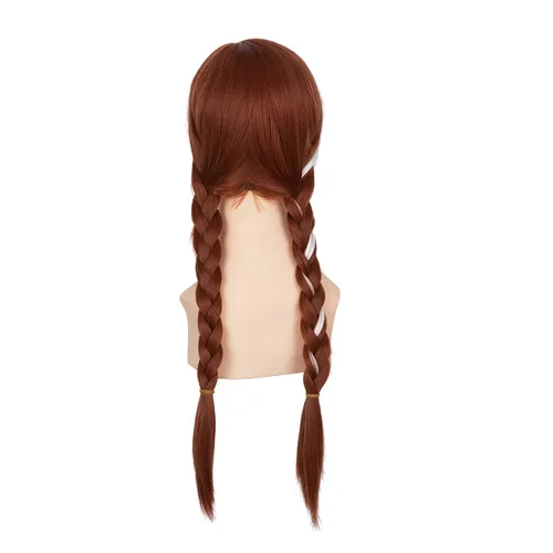 Vista 4 de SARLA Peluca larga trenzada de color castaño rojizo para niñas, pelo sintético de 22 pulgadas para cosplay, fiesta, disfraz de Halloween