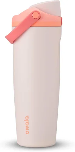 Vista 18 de Botella de agua Owala FreeSip con aislamiento de acero inoxidable con pico de dos vías, pajita incorporada y asa de cubo, fabricada para viajes