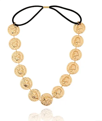 Vista 7 de Yalice Cabeza de moneda dorada, diadema elástica, diadema india, accesorios para el cabello de la frente de los años 20 para mujer