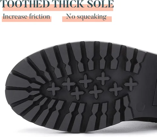 Vista 3 de EETTARO Botas de tobillo de tacón grueso para mujer, suela elástica, botas Chelsea con punta redonda para mujer