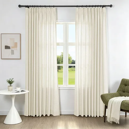 Vista 14 de Fcosie Cortinas plisadas filtrantes de luz para sala de estar, dormitorio, granja Kithcen, protección de privacidad, mezcla de lino, 2 paneles, 50