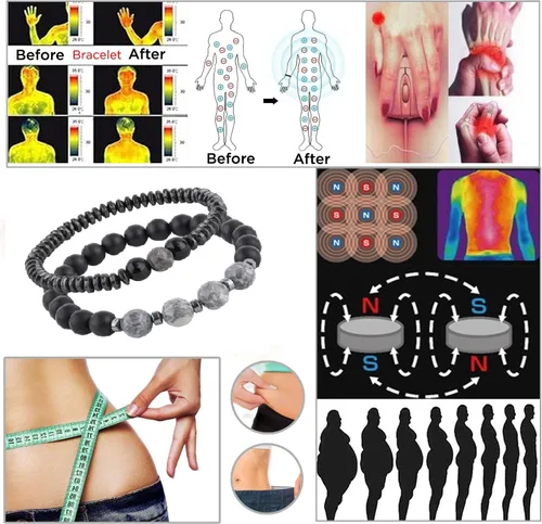 Vista 4 de Regalos para mujeres, regalos para mujeres, pulsera magnética para artritis, terapia de joyería saludable para dormir, pulsera de hematita, joyería