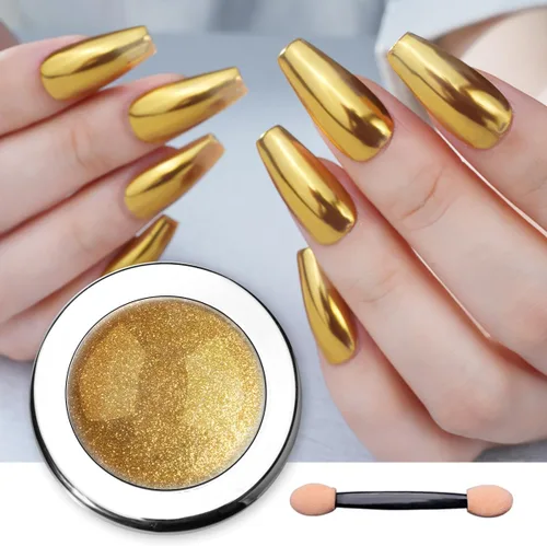 Vista 13 de Pretty Diva Polvo de uñas cromado, polvo de cromo para uñas con efecto espejo de bronce/cobre, polvo cromado metálico con reflejos para arte