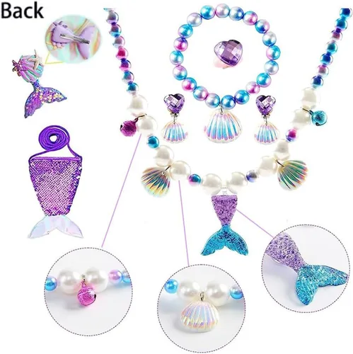 Vista 4 de Little Girls Princess Mermaid Costume for Girls Dress Up with Accessory for Christmas Birthday Party Supplies