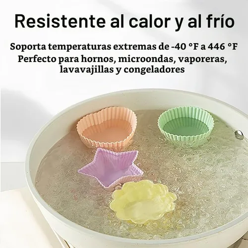 Vista 5 de 5 moldes de silicona para hornear, mini cupcakes, forros para magdalenas, tazas reutilizables para horno, freidora de aire, microondas