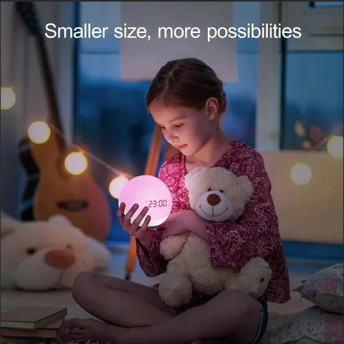 Vista 6 de Reloj despertador para niños, entrenador del sueño, reloj despertador para niños pequeños, máquina de sonido portátil para bebés, reloj de luz