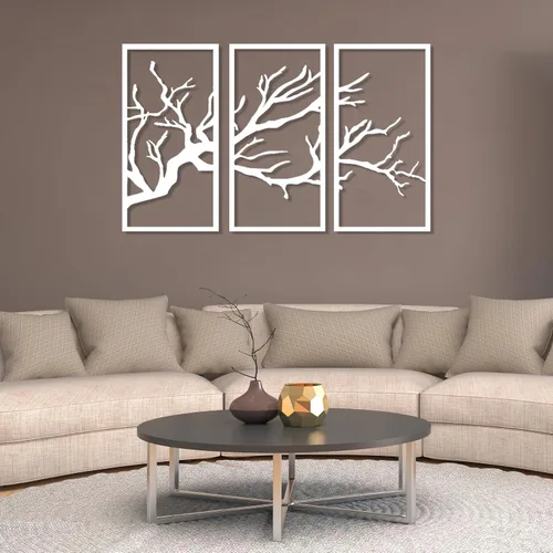 Vista 5 de fayholy Arte de pared de metal, árbol de la vida, 3 piezas, para colgar en la pared, arte de pared de metal del árbol de la vida, decoración Plata