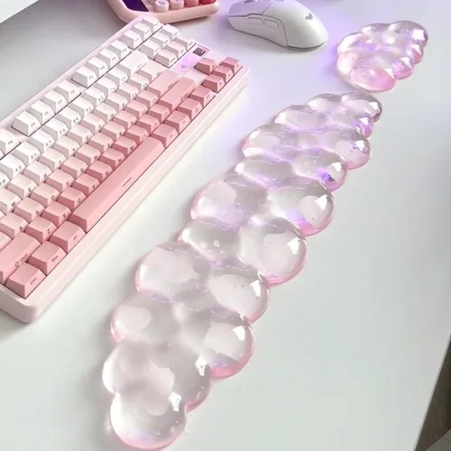 Vista 19 de Alfombrilla para mouse con reposamuñecas, juego de almohadillas de mouse de gel suave con soporte de muñeca de mano, bonitos accesorios